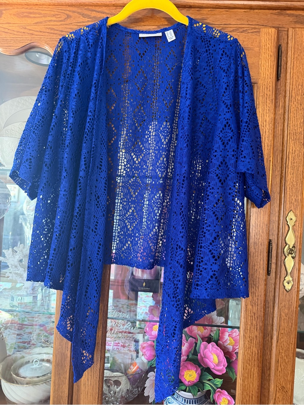 NWOT Susan Graver Women's Plus 2X Crochet Lace Open Front Cardigan, $25